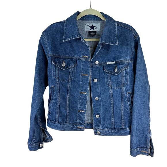 Star Blue Original Vintage Denim Jacket Sz L Classic Western Grunge Jean Trucker - Picture 1 of 6